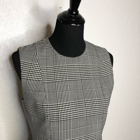 Theory Helaina Portland black white micro plaid wool sleeveless dress size 4 - Picture 2 of 12